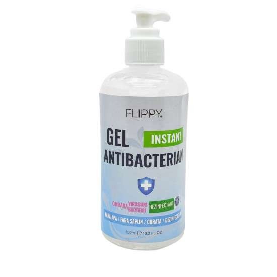 Gel dezinfectant pentru maini cu 70 % alcool Flippy cu efect antibacterian si virucid, 300 ml