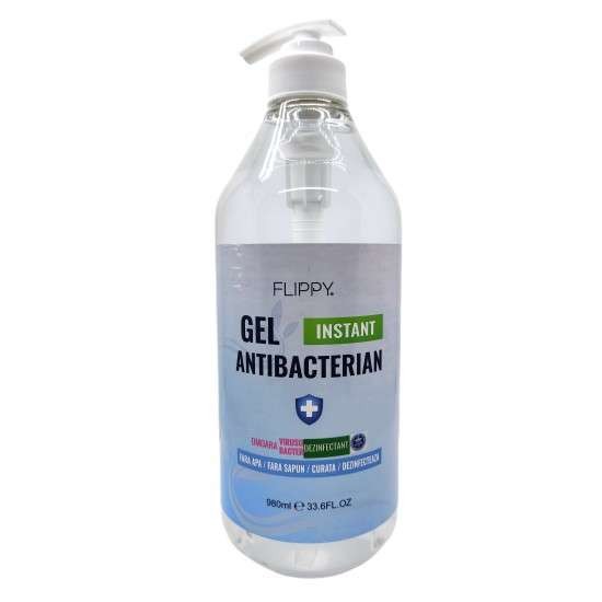 Gel dezinfectant pentru maini cu 70 % alcool Flippy cu efect antibacterian si virucid, 980 ml