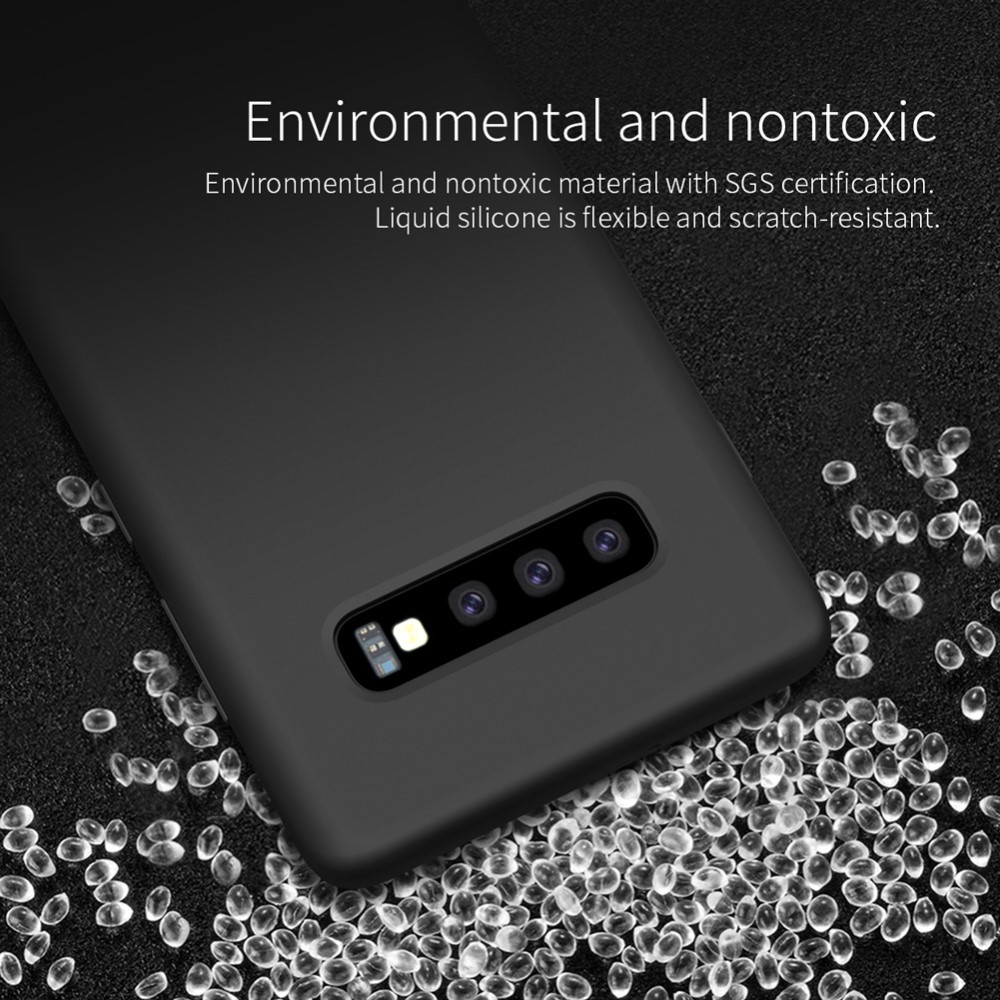 Husa protectie compatibila cu Samsung S10 Plus Liquid Silicone Case Negru