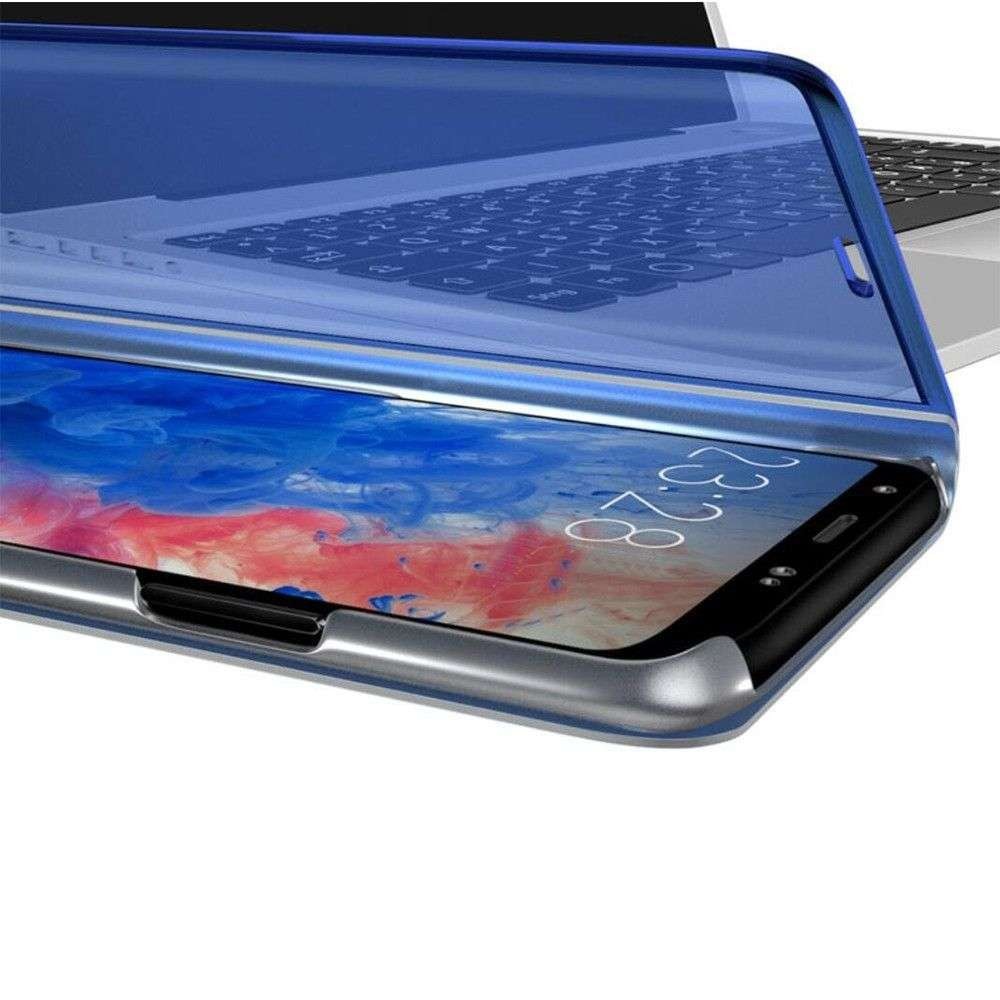 Husa Samsung S10 Plus Flip Cover Oglinda Albastru