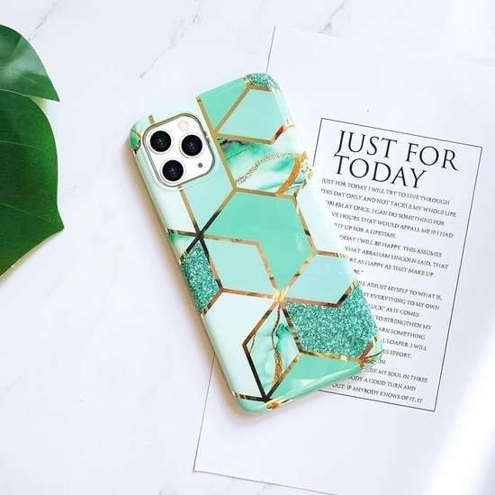 Husa protectie pentru Samsung S10 Plus Soft IMD TPU Marble Geometric Verde