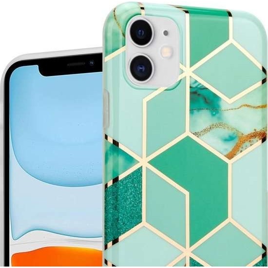 Husa protectie pentru Samsung S10 Plus Soft IMD TPU Marble Geometric Verde