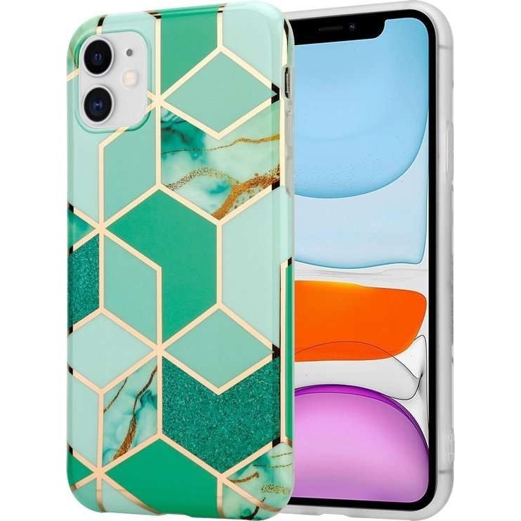 Husa protectie pentru Samsung S10 Plus Soft IMD TPU Marble Geometric Verde
