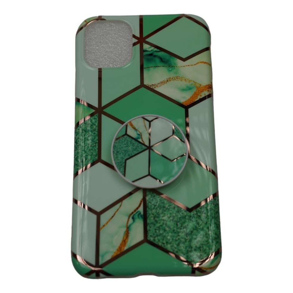 Husa protectie pentru Apple iPhone XR Soft IMD TPU Marble Geometric Verde Suport inclus