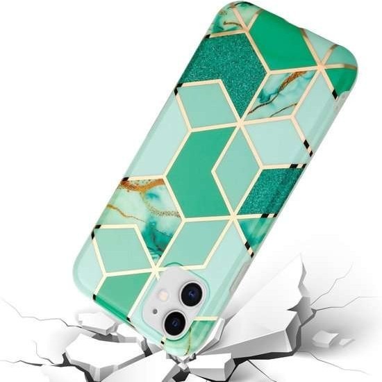 Husa protectie pentru Huawei P40 Lite Soft IMD TPU Marble Geometric Verde