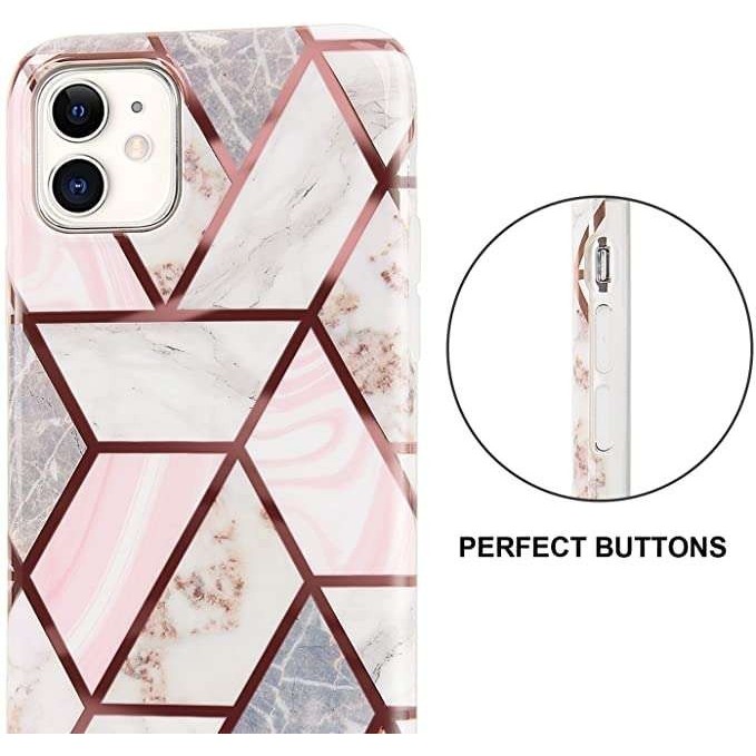 Husa protectie pentru Apple iPhone 11 Soft IMD TPU Marble Geometric Alb