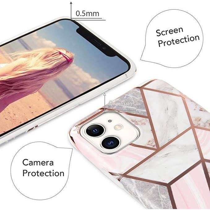 Husa protectie pentru Apple iPhone 11 Soft IMD TPU Marble Geometric Alb