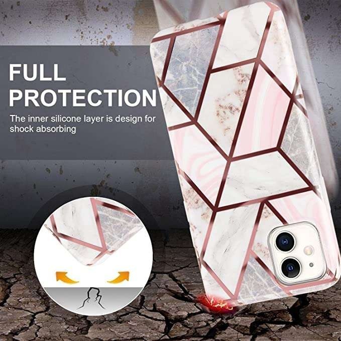 Husa protectie pentru Apple iPhone 11 Soft IMD TPU Marble Geometric Alb