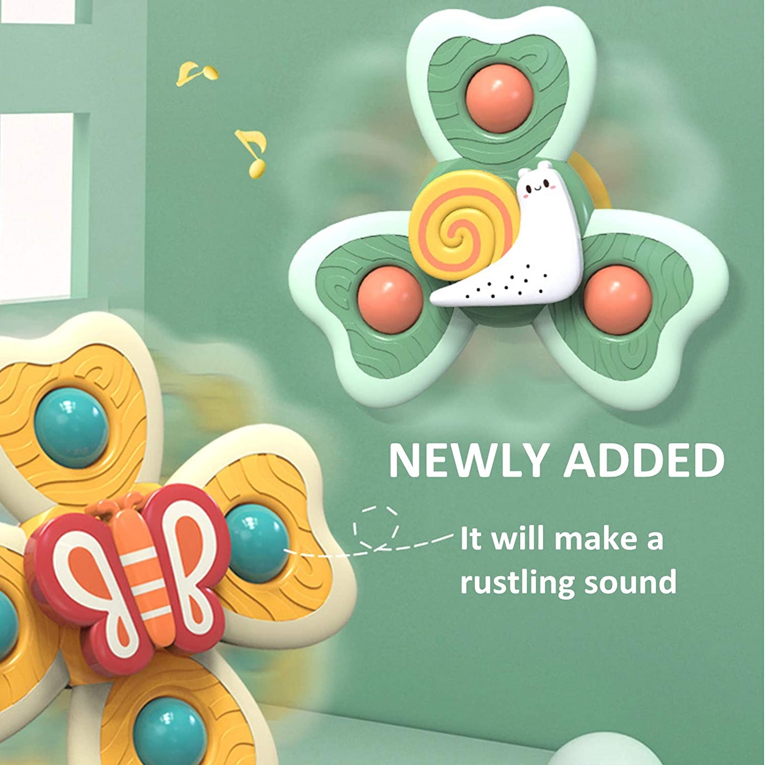 Jucarie Spinner pentru copii cu 3 laturi, Spinimals Premium Melc, Verde
