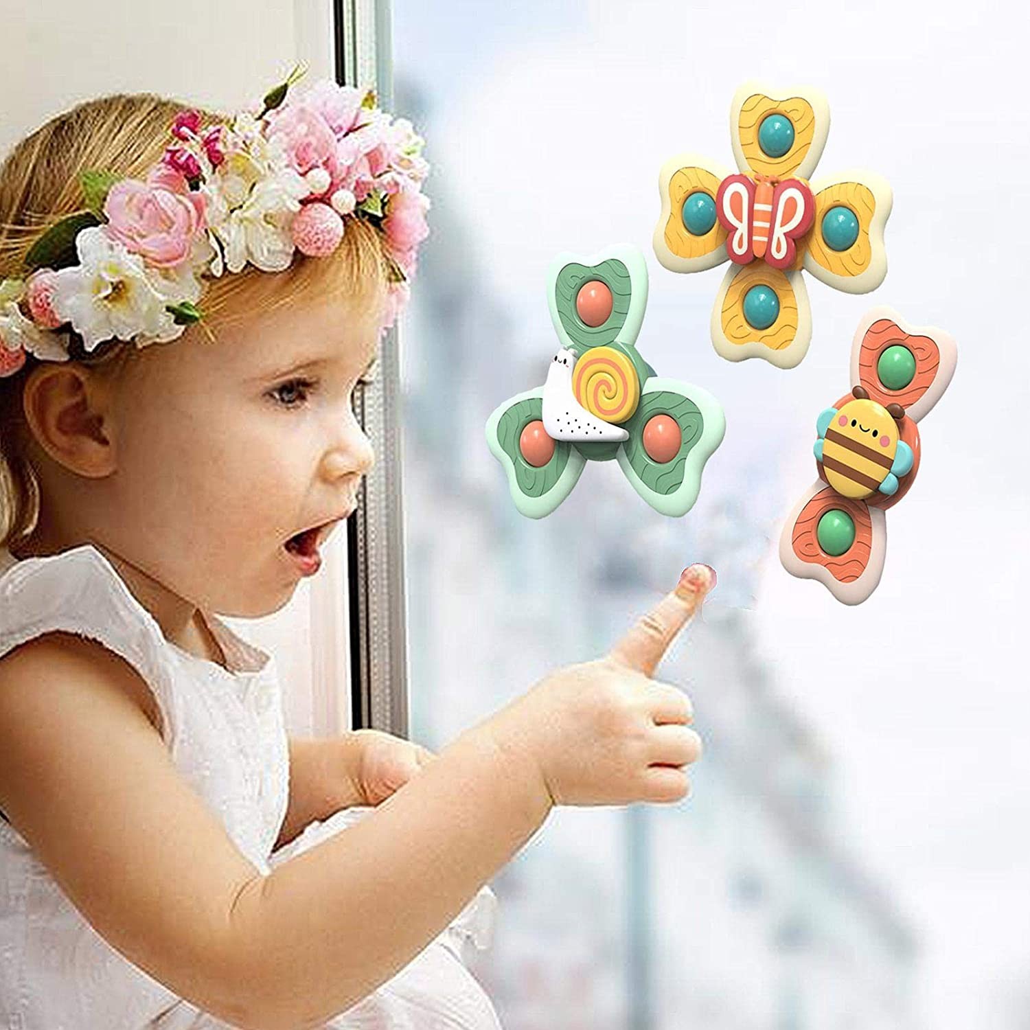 Jucarie Spinner pentru copii cu 3 laturi, Spinimals Premium Melc, Verde