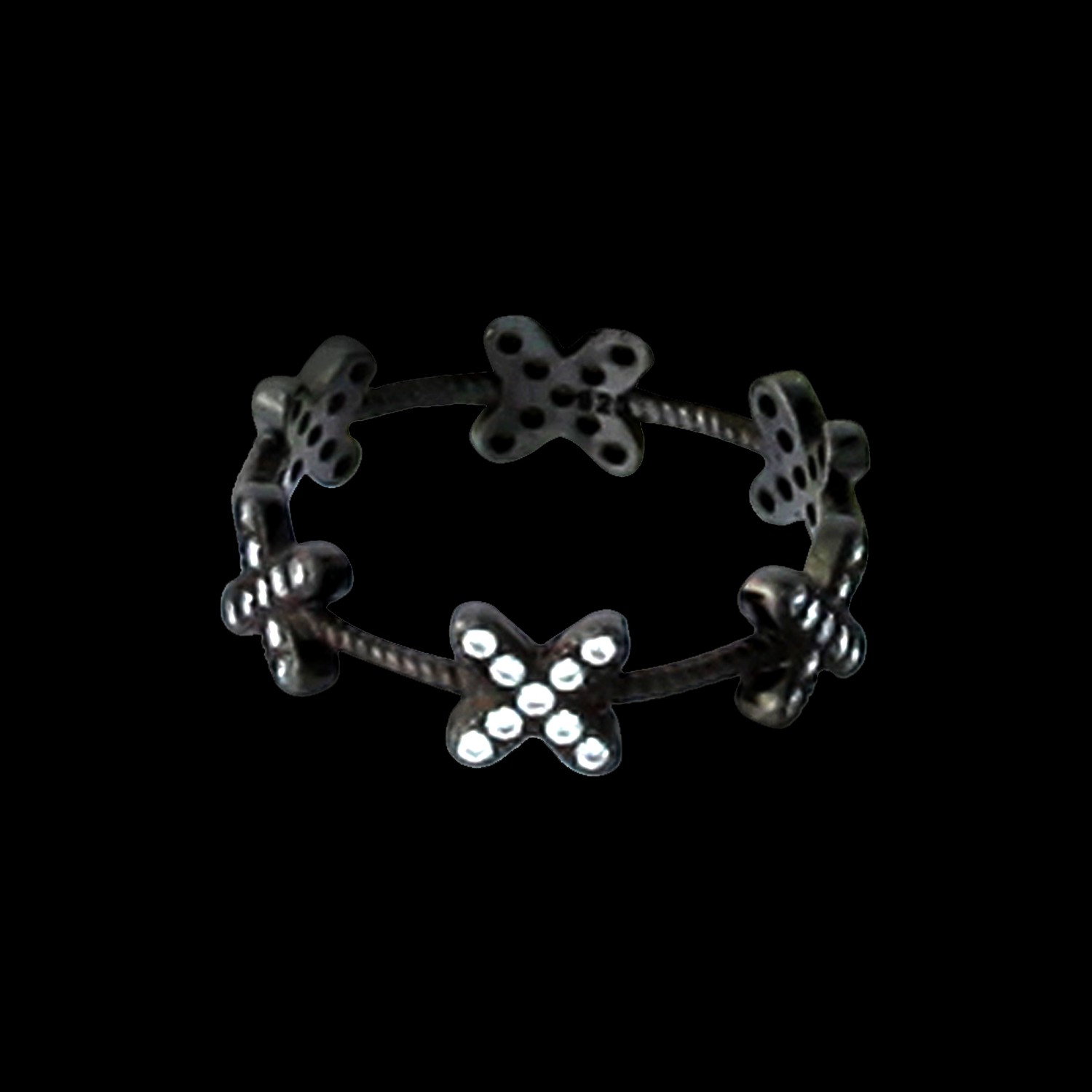 Inel circular din Argint 925 cu zirconii, placat cu rodiu negru, marimea 51
