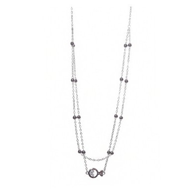 Colier dublu din Argint 925, model cu Fluture, rodiat 40 cm