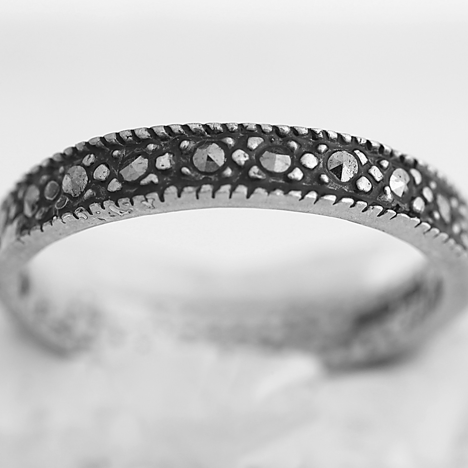 Inel din Argint 925 tip Verigheta cu Marcasite, marimea 56