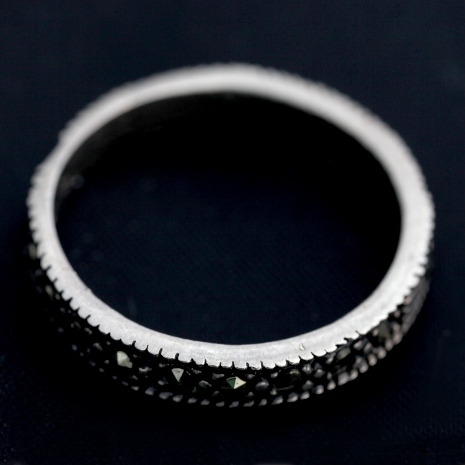 Inel din Argint 925 tip Verigheta cu Marcasite, marimea 56