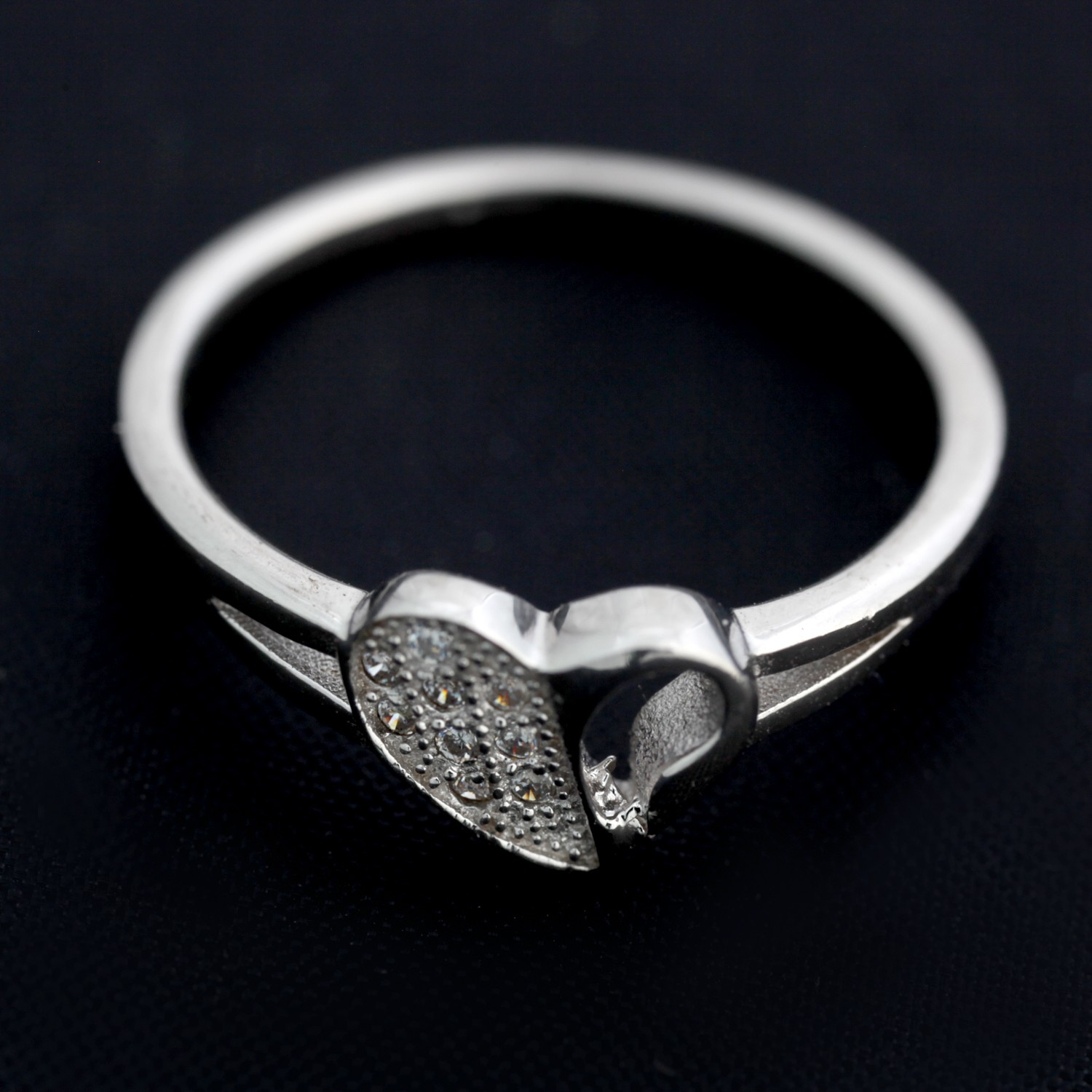 Inel Shinny Heart din Argint 925, placat cu rodiu,  marimea 55