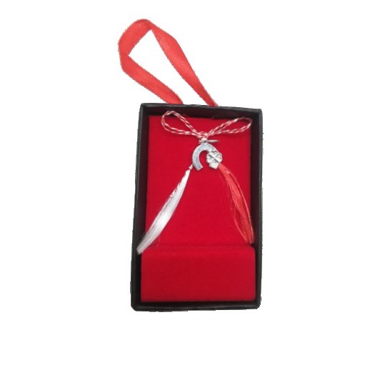 Martisor Argint 925 Potcoava cu Trifoi 5cm x 8cm