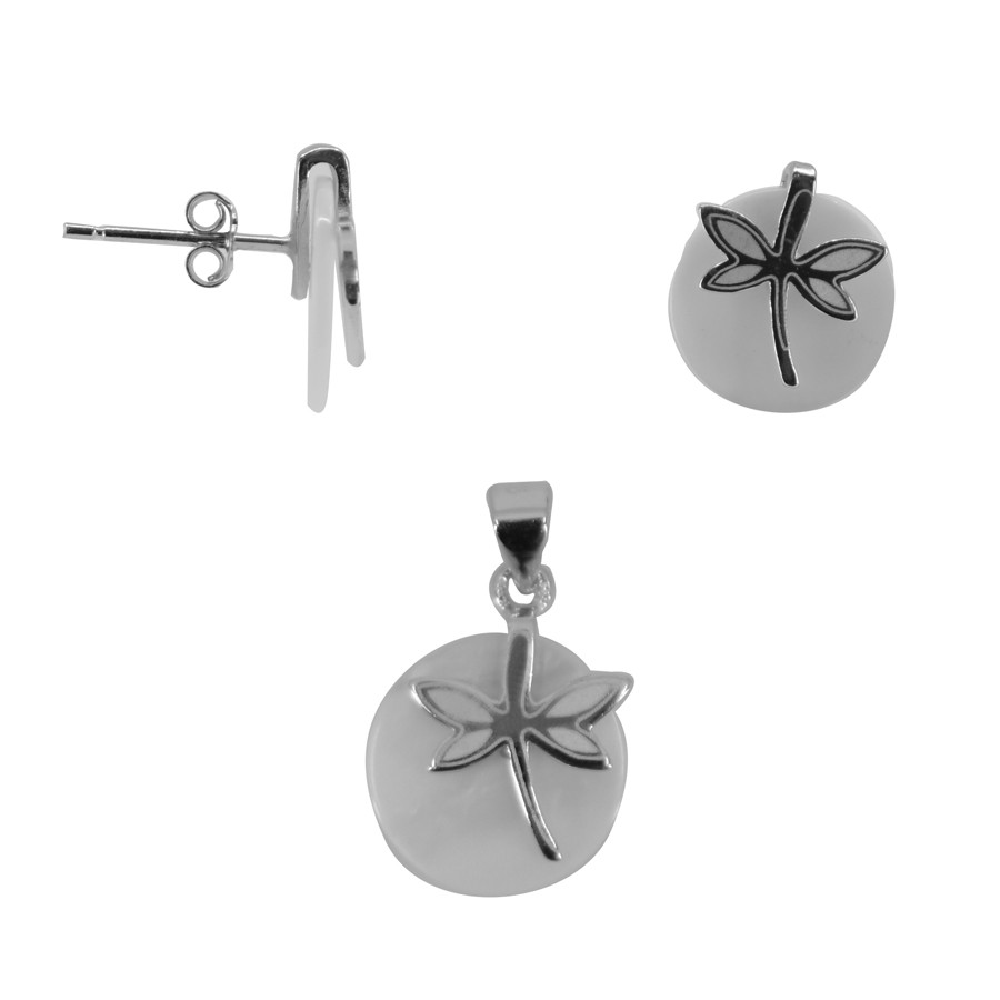 Set Argint 925 Libelula cu Sidef