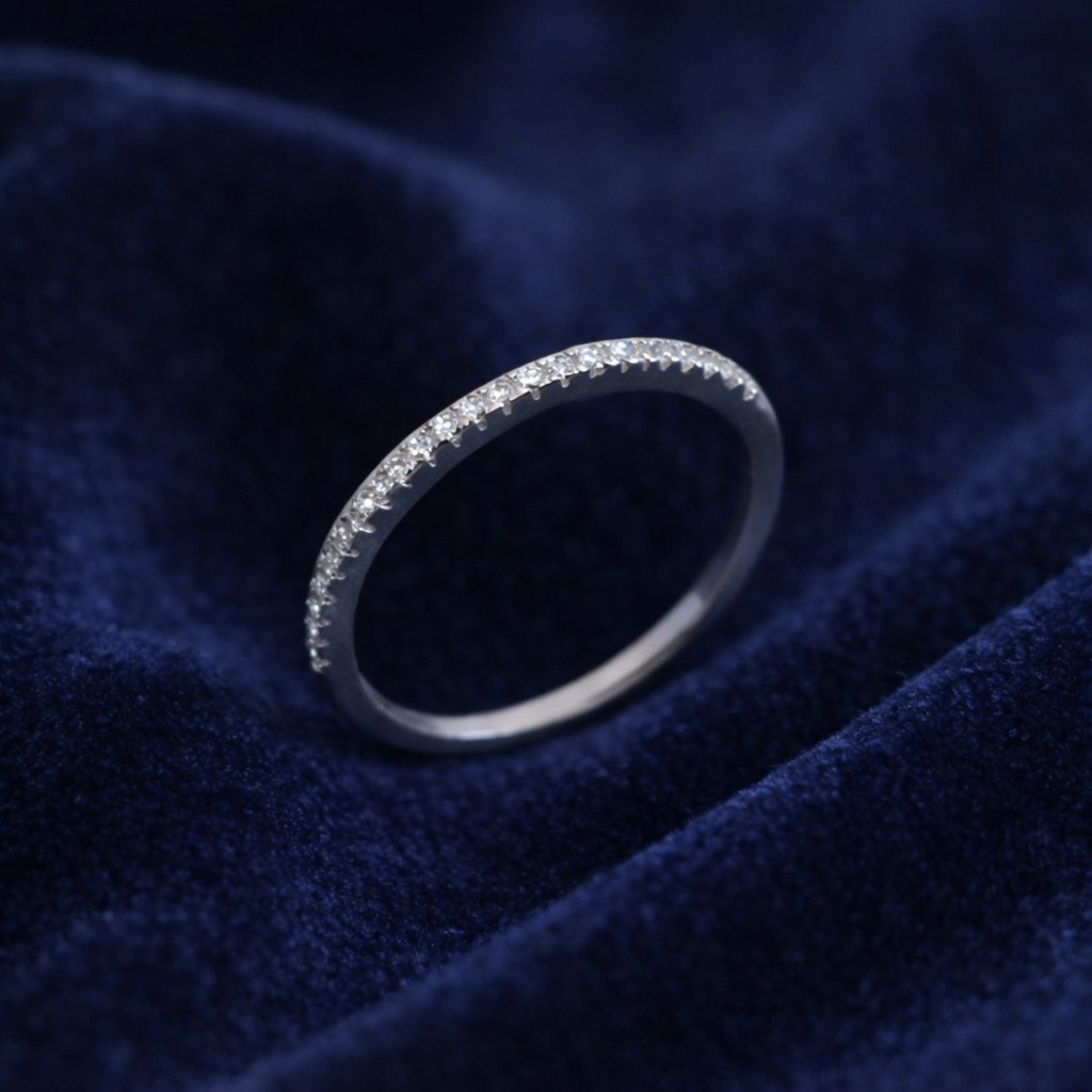 Inel Eternity Din Argint 925, Jolie Silver, Model Ultra-Slim Cu Minizirconii Albe, 1.18 g 2