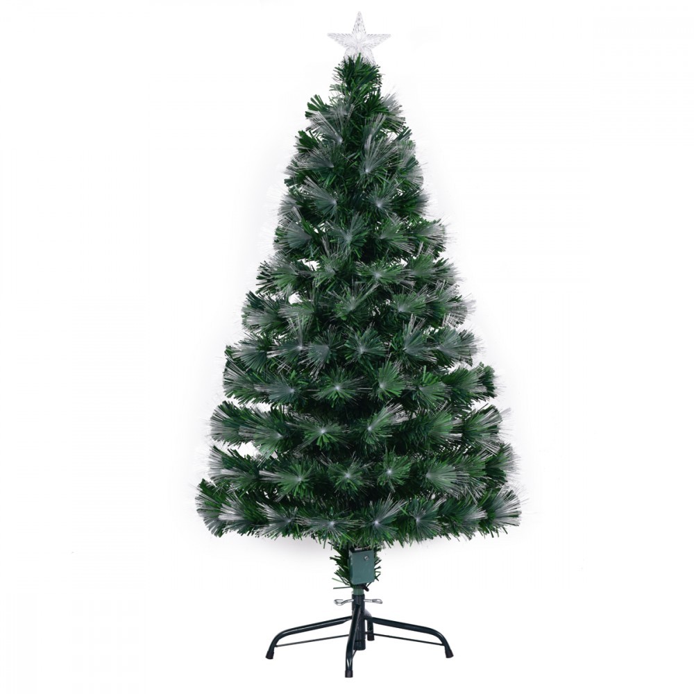 Brad Artificial de Craciun Flippy® din Fibra Optica, 1.8 m, Multicolor cu Suport Metalic Inclus