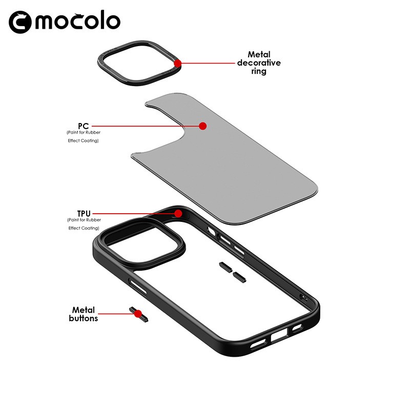 Husa de protectie pentru iPhone 14 Pro, cu suport metalic pentru camera, Bracket Series, Flippy, Protectie Antisoc, PC mat, silicon moale pe margini, Negru