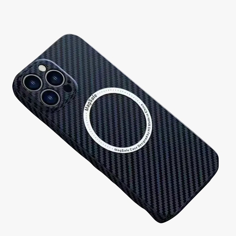 Husa de protectie pentru iPhone 14 Pro, Flippy, Magnetica, MagSafe, Carbon Fiber Protectie Antisoc, Albastru