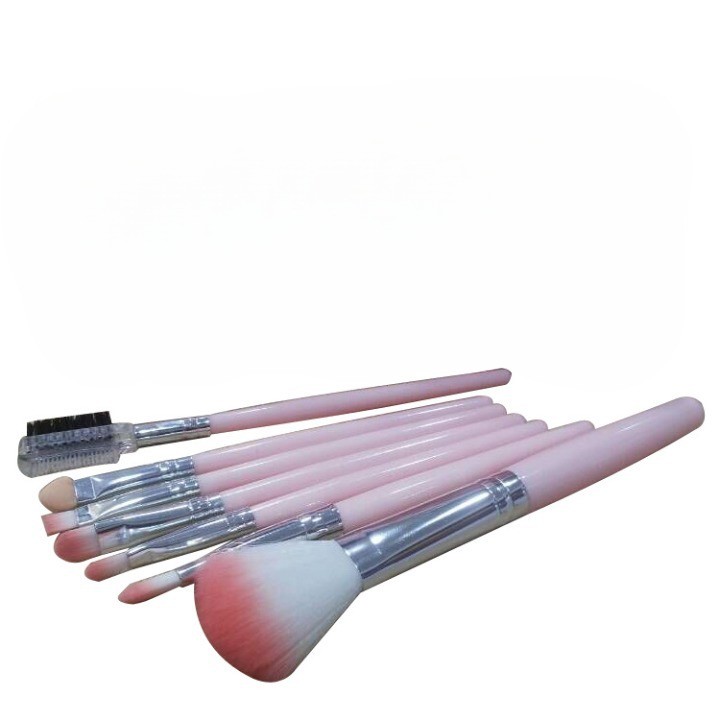 Set portabil 7 pensule de machiaj cu husa Roz, Flippy