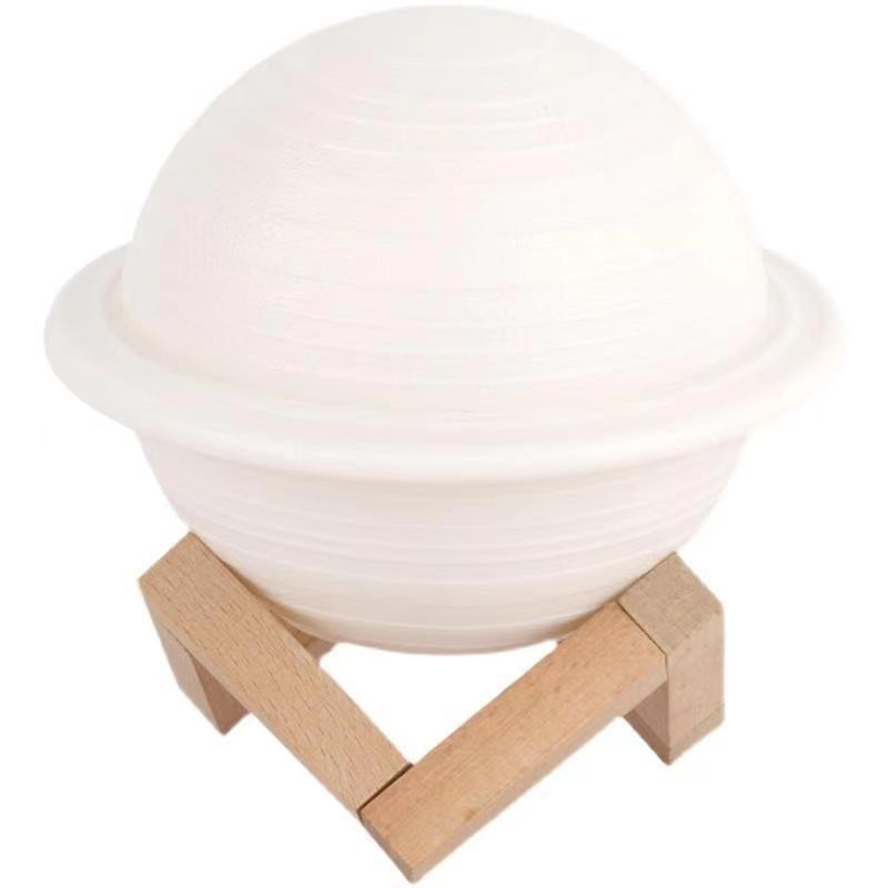 Lampa de Veghe, Flippy, Model Planeta Saturn, 3D, Lumina Alb Cald, Suport din Plastic, cu Baterii, 13 cm, Alb