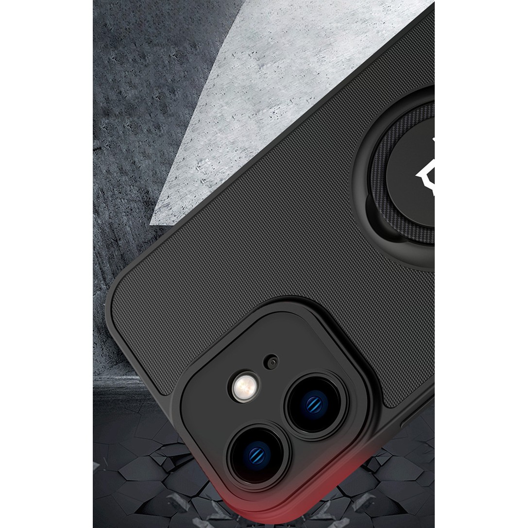 Husa de protectie Eagle eye pentru Apple iPhone 14 Pro, Rezistenta la socuri, Protectie camera, Cu inel de prindere magnetic negru, Flippy, Negru