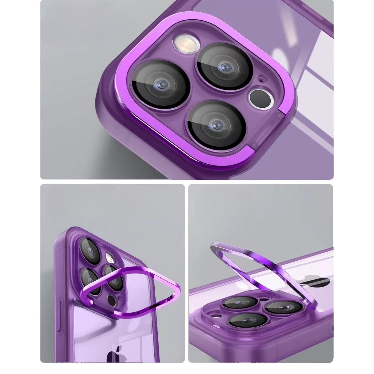 Husa protectie Flippy pentru Samsung A14 4G Electroplated cu  suport pentru camera, 1.5 mm grosime, protectie camera, Mov