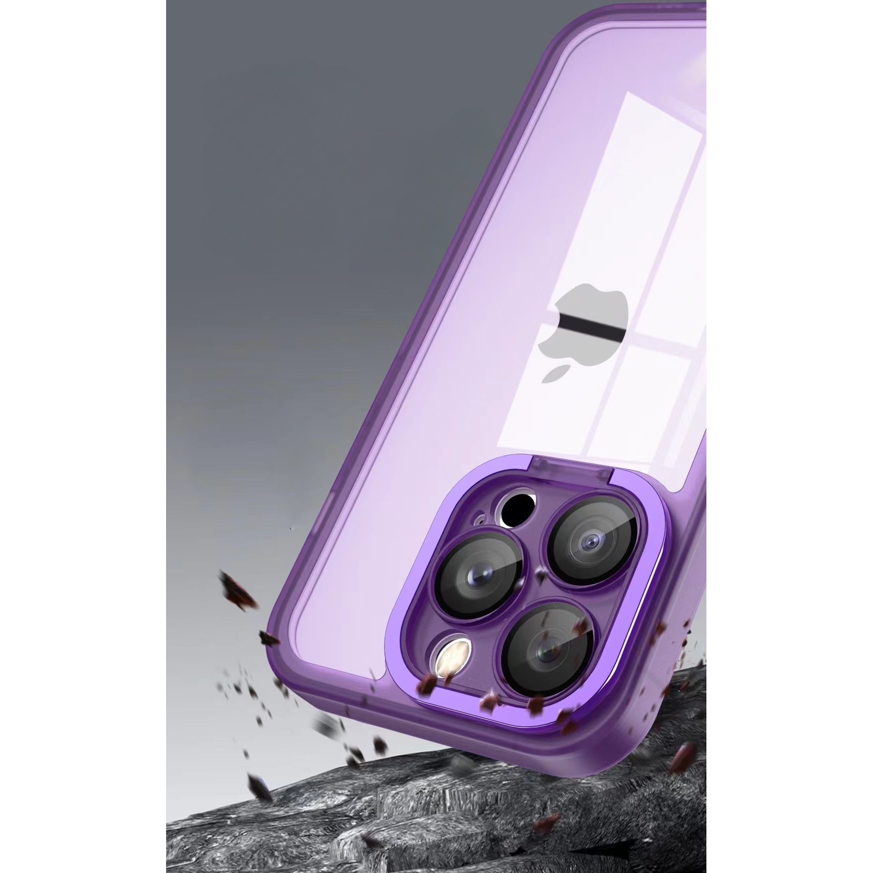 Husa protectie Flippy pentru Samsung A14 4G Electroplated cu  suport pentru camera, 1.5 mm grosime, protectie camera, Mov