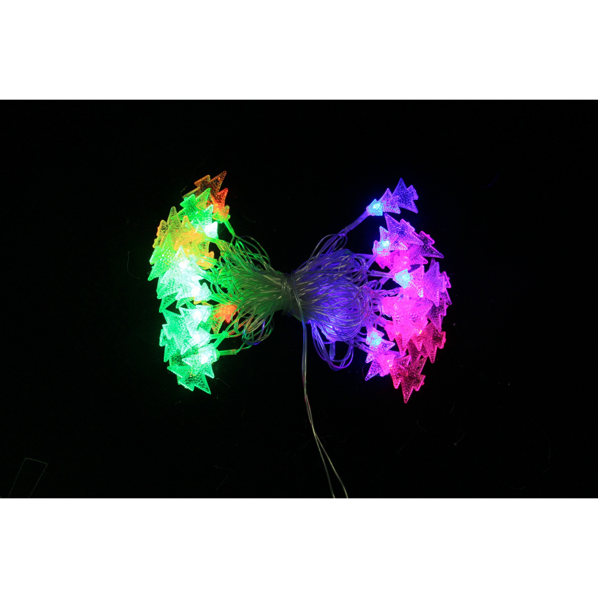 Ghirlanda luminoasa cu bec in forma de brazi, 4 metri, 30 LED-uri, forme din plastic, fir transparent, multicolora