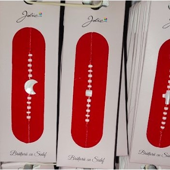 Martisor Bratara cu Sidef, Snur Rosu Reglabil, Margele Albe si Rosii, Pandantiv din Scoica, Modele de Sezon