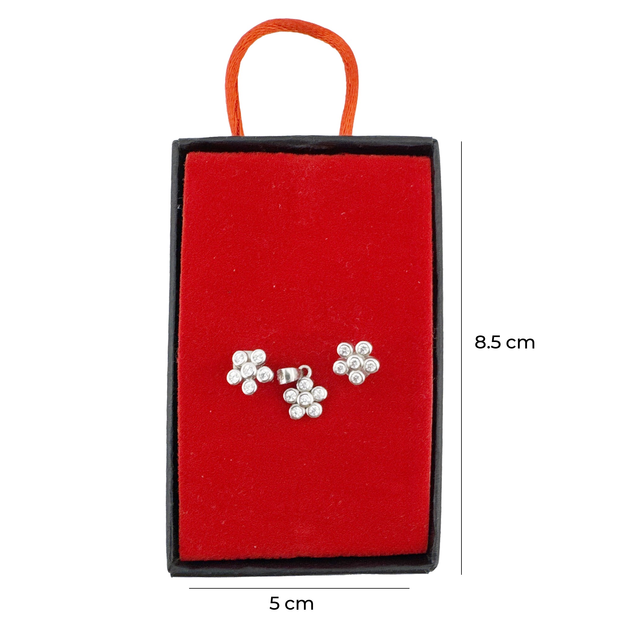 Set Bijuterii Dama Argint 925, Jolie, Cercei cu Pandativ, Model Floricele Rotunde cu Pietre Albe, 1.69 g, Argintiu