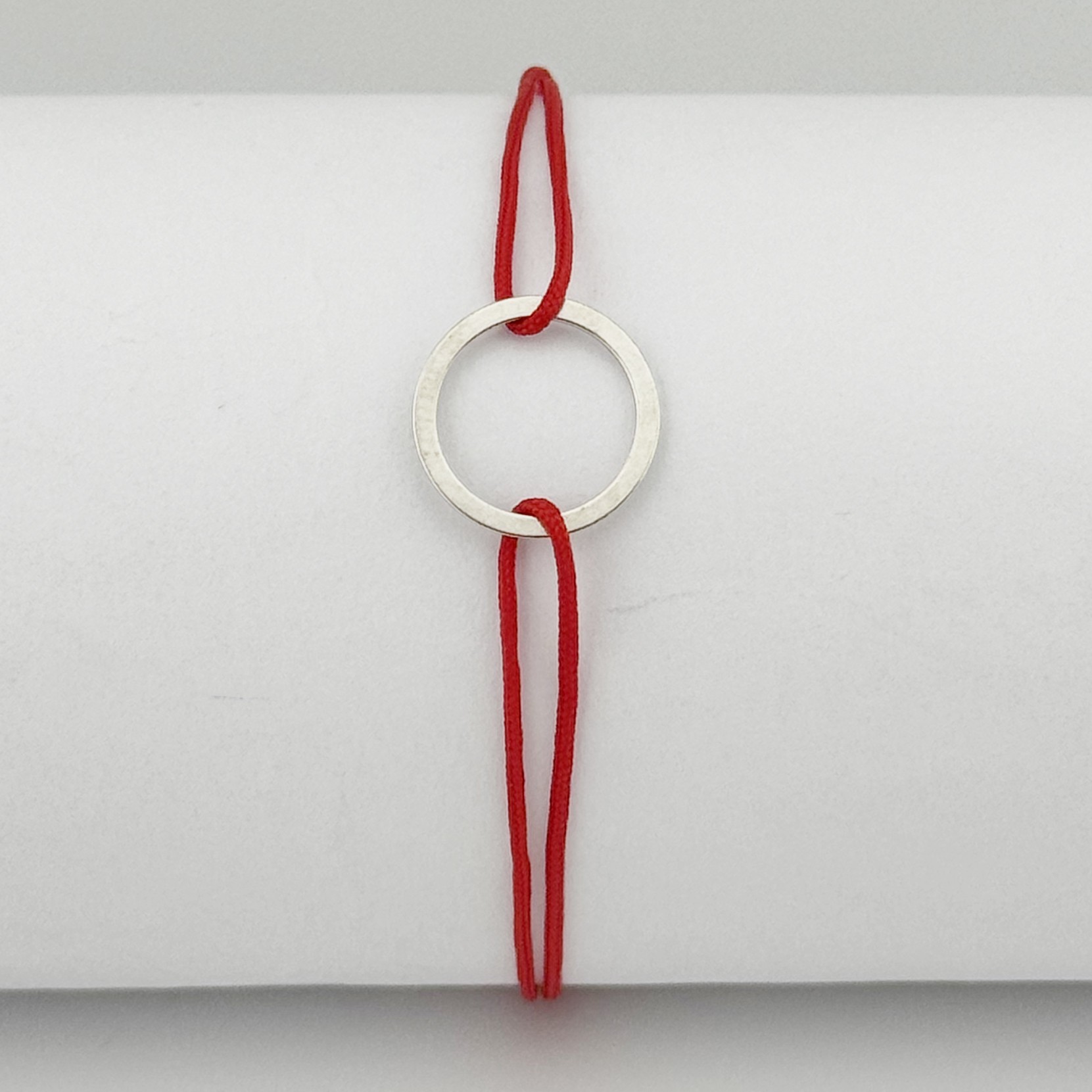 Bratara Dama Argint 925, Jolie, Model Cerc cu Snur Rosu, Pandativ Silver 0.38 gr, Argintiu