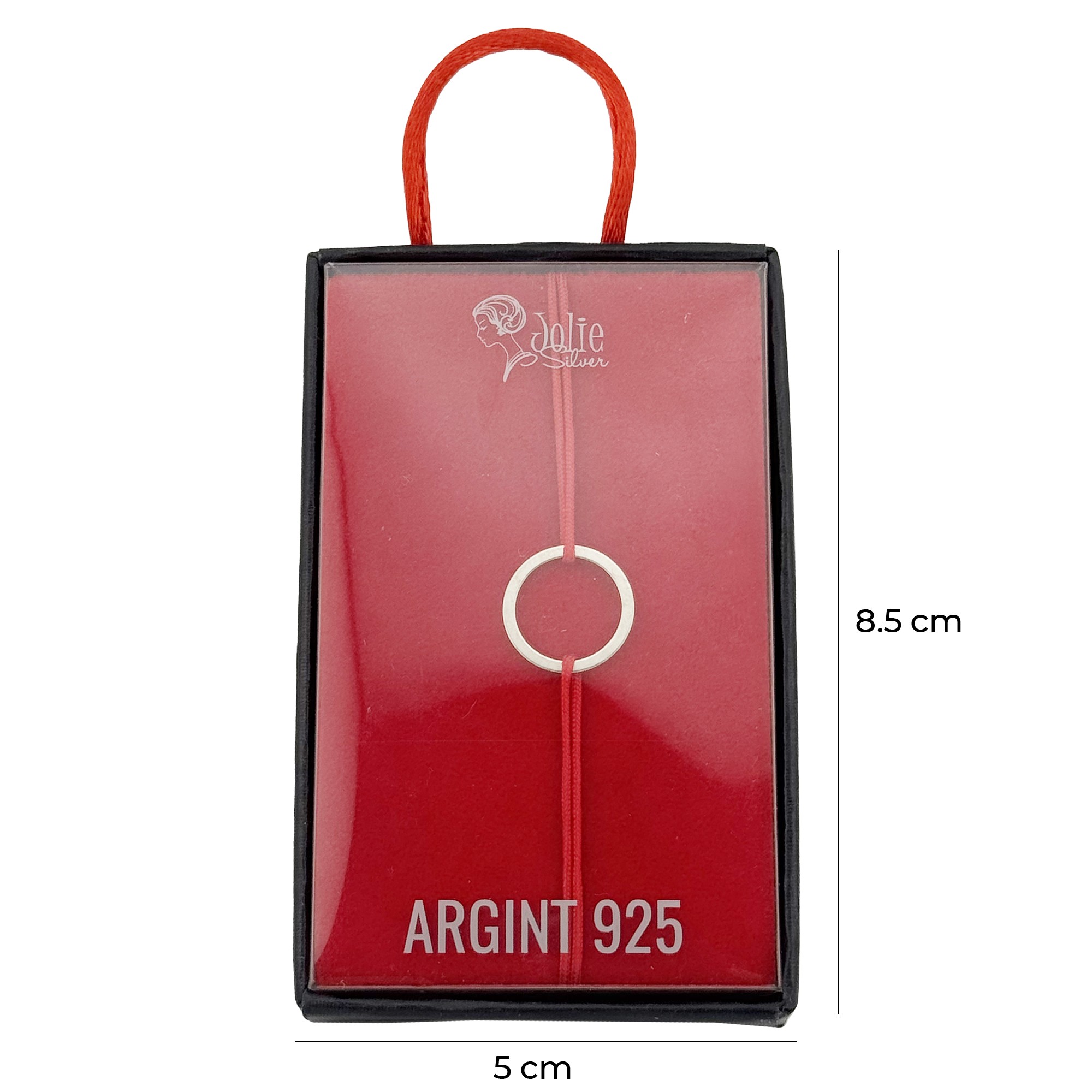 Bratara Dama Argint 925, Jolie, Model Cerc cu Snur Rosu, Pandativ Silver 0.38 gr, Argintiu