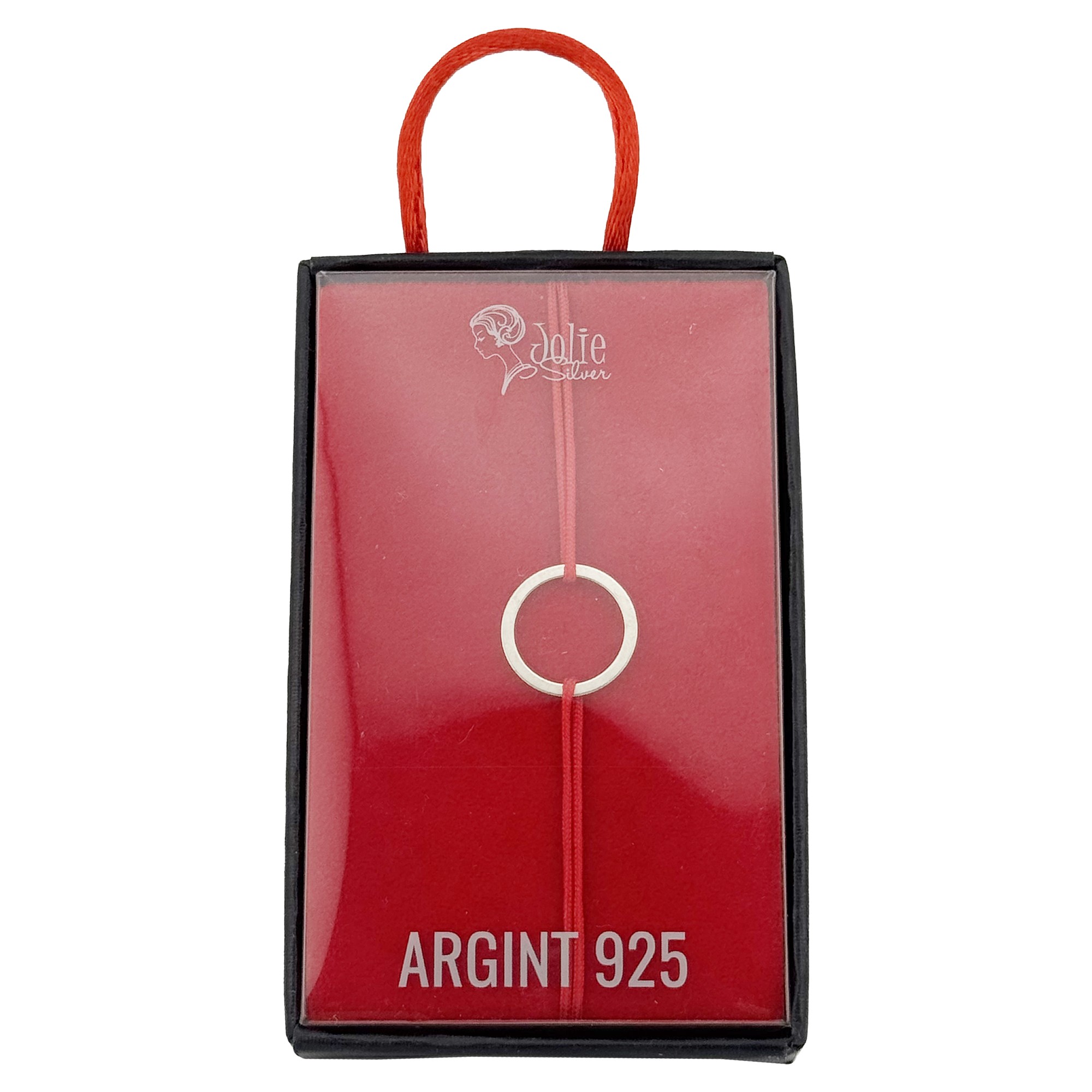 Bratara Dama Argint 925, Jolie, Model Cerc cu Snur Rosu, Pandativ Silver 0.38 gr, Argintiu