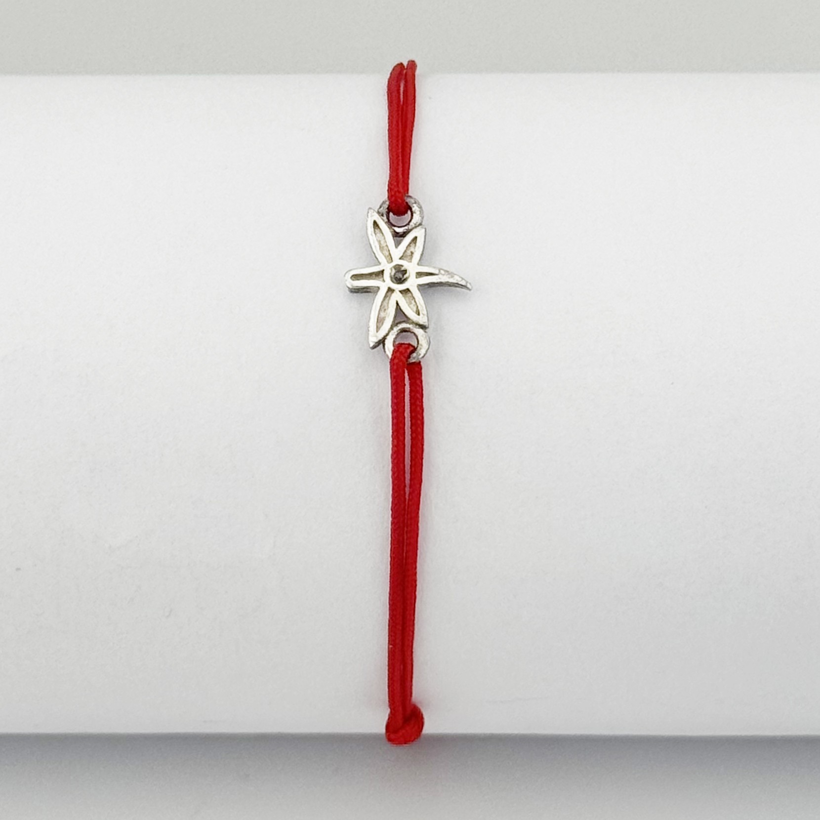 Bratara Dama Argint 925, Jolie, Model Libelula cu Snur Rosu, Pandativ Silver 0.57 gr, Argintiu