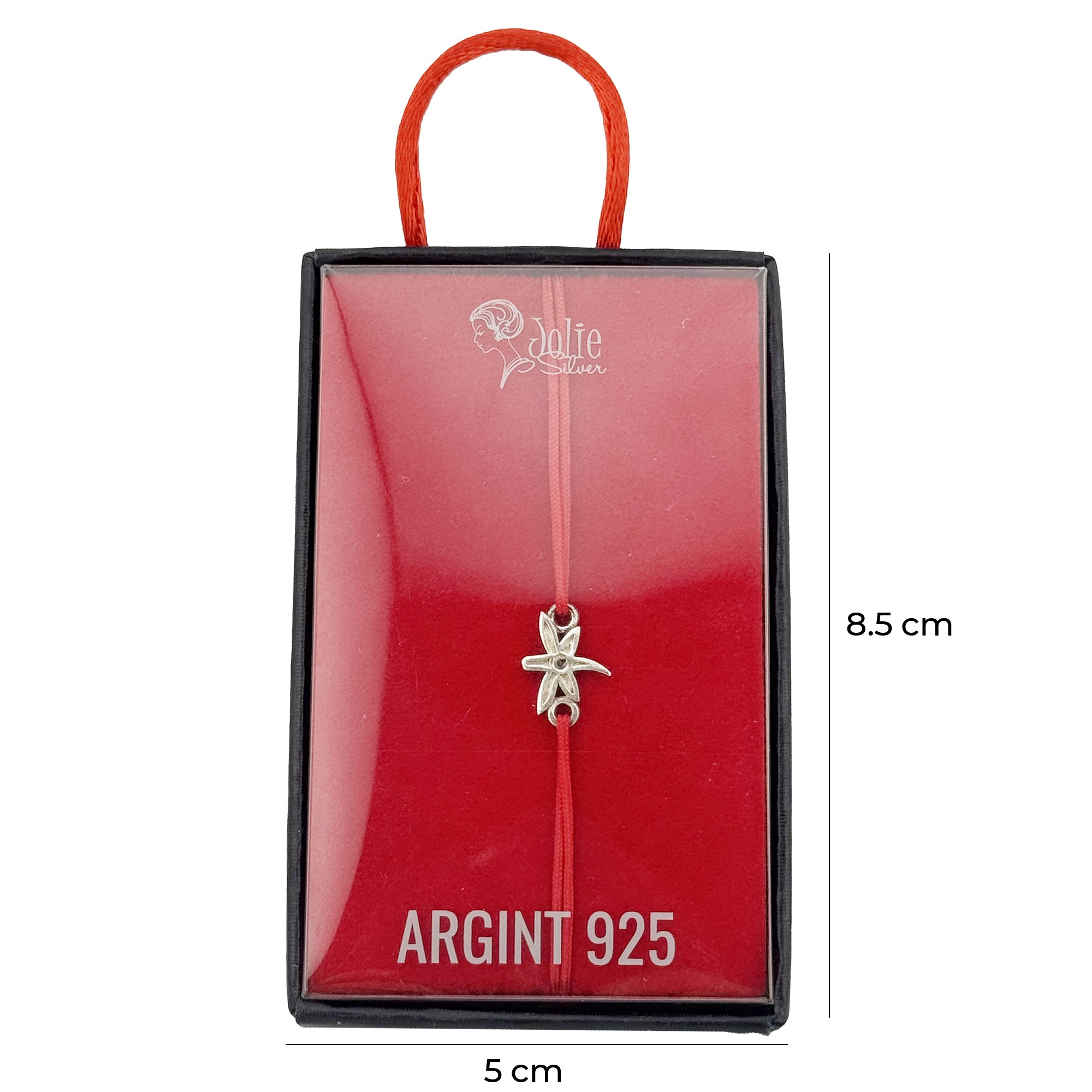 Bratara Dama Argint 925, Jolie, Model Libelula cu Snur Rosu, Pandativ Silver 0.57 gr, Argintiu