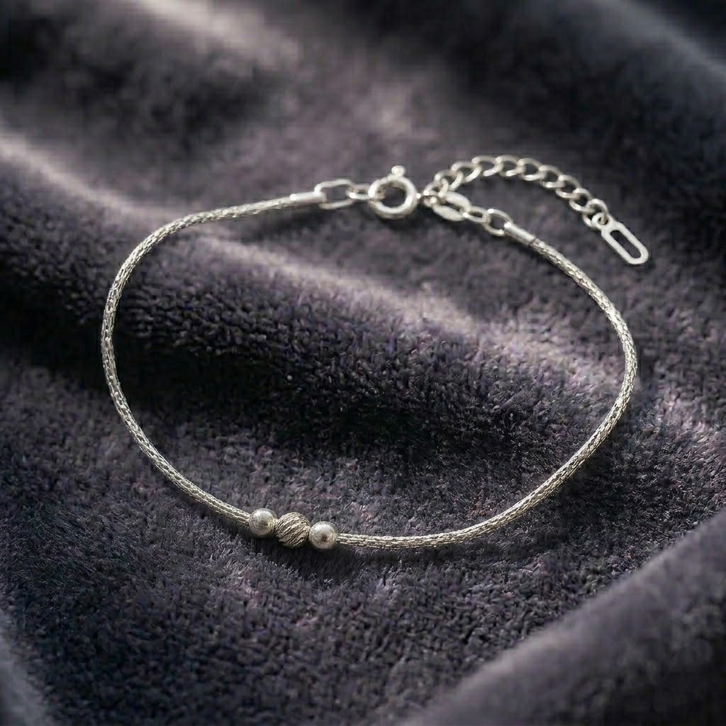 Bratara Din Argint 925 Cu 3 Bile, Jolie Silver, Reglabila,1.1 g