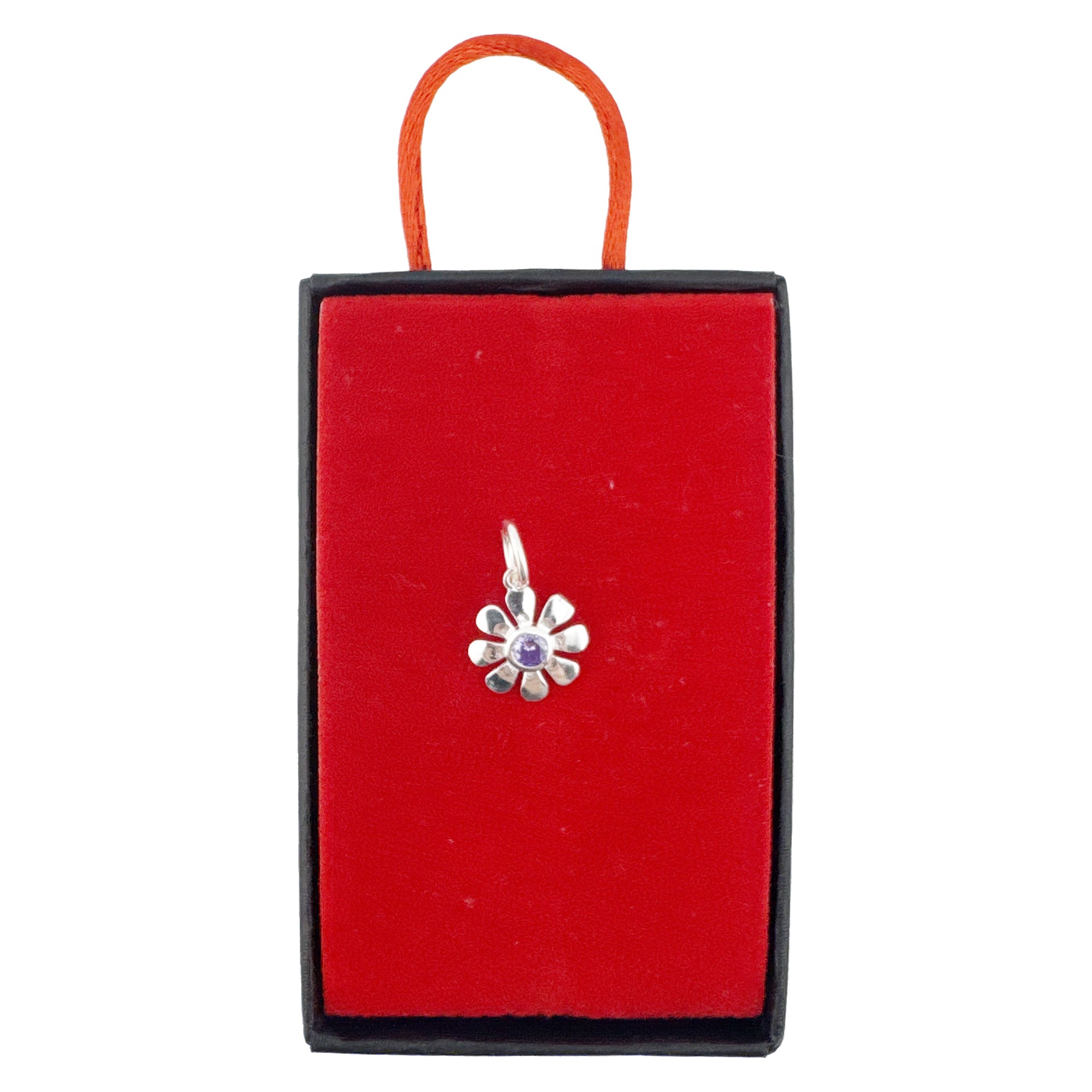 Pandantiv Dama Argint 925, Jolie, Model Floare cu Piatra Mov, 1g, Argintiu