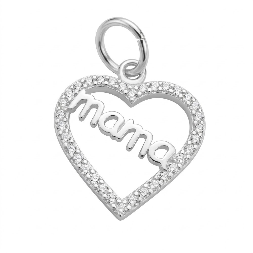 Pandantiv din Argint 925, Jolie Silver, Mama in Inima cu Zirconii, 1.25g