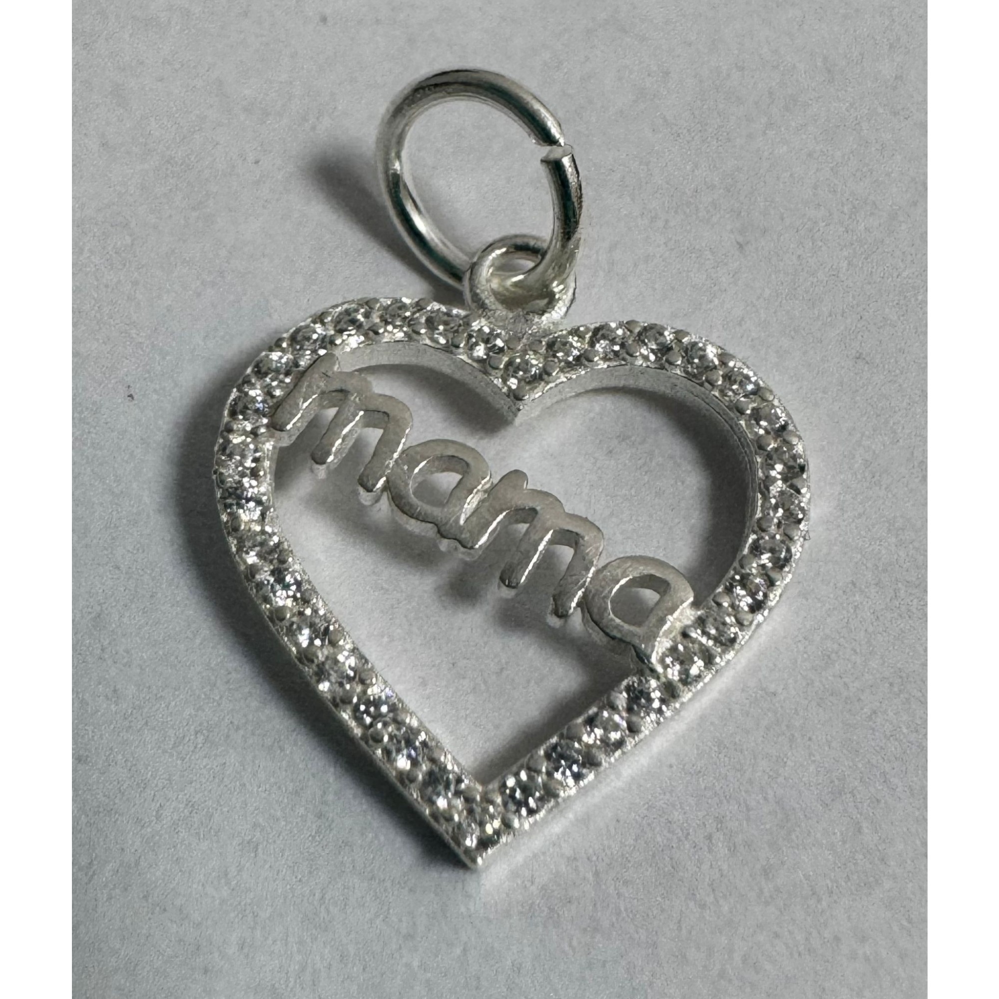 Pandantiv din Argint 925, 1.25g, Mama in Inima cu Zirconii, Jolie Silver