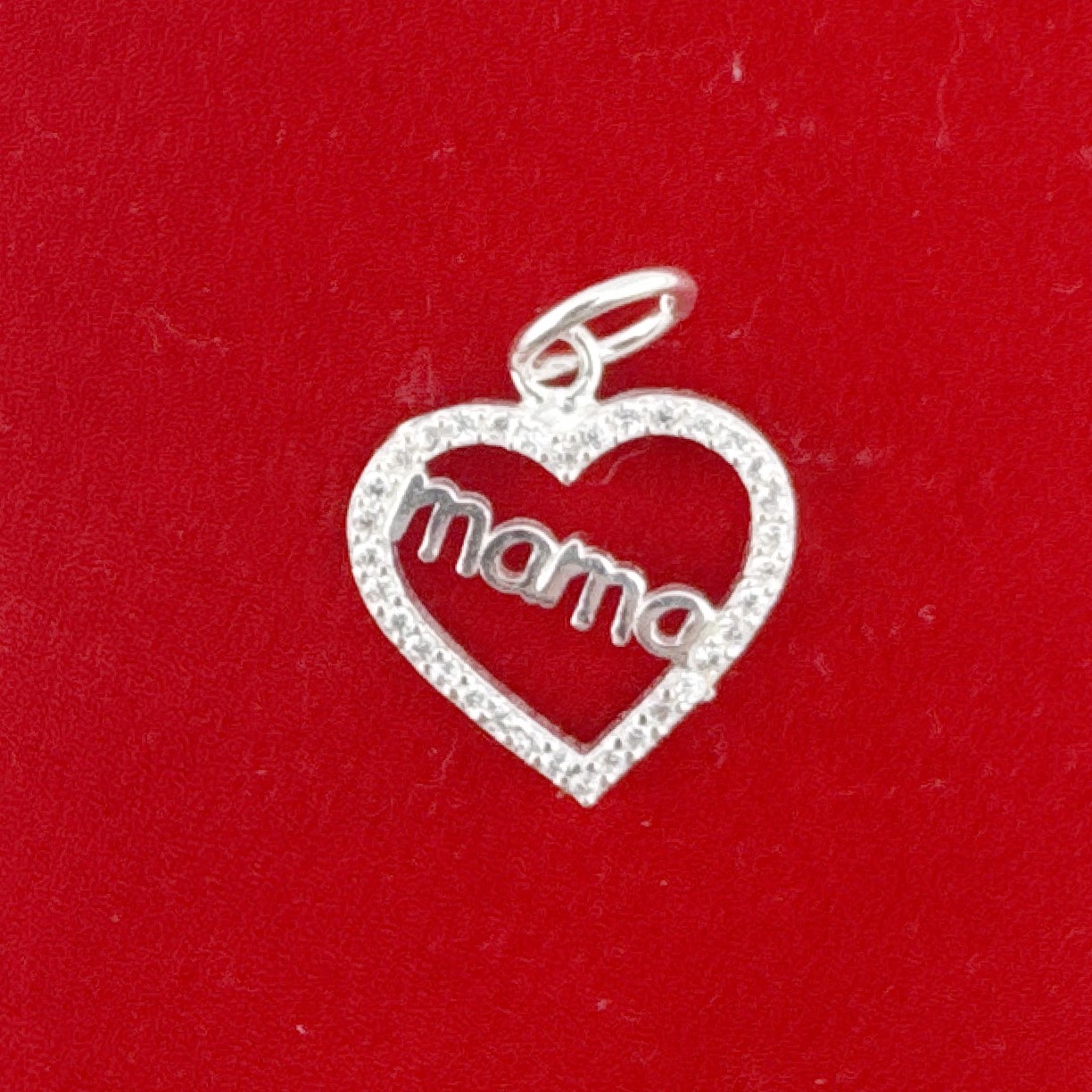 Pandativ din Argint 925, Jolie Silver, pentru Dama, Model Mama in Inima cu Pietre de Zirconiu Cubic, 1.25 g, 2 x 1 cm, Argintiu