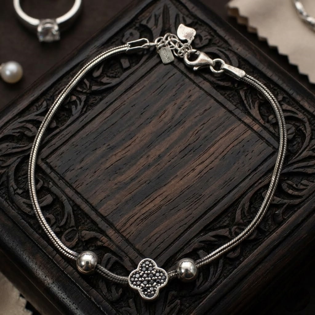 Bratara din Argint 925, Jolie Silver, Charm Trifoi, 5.12 g,