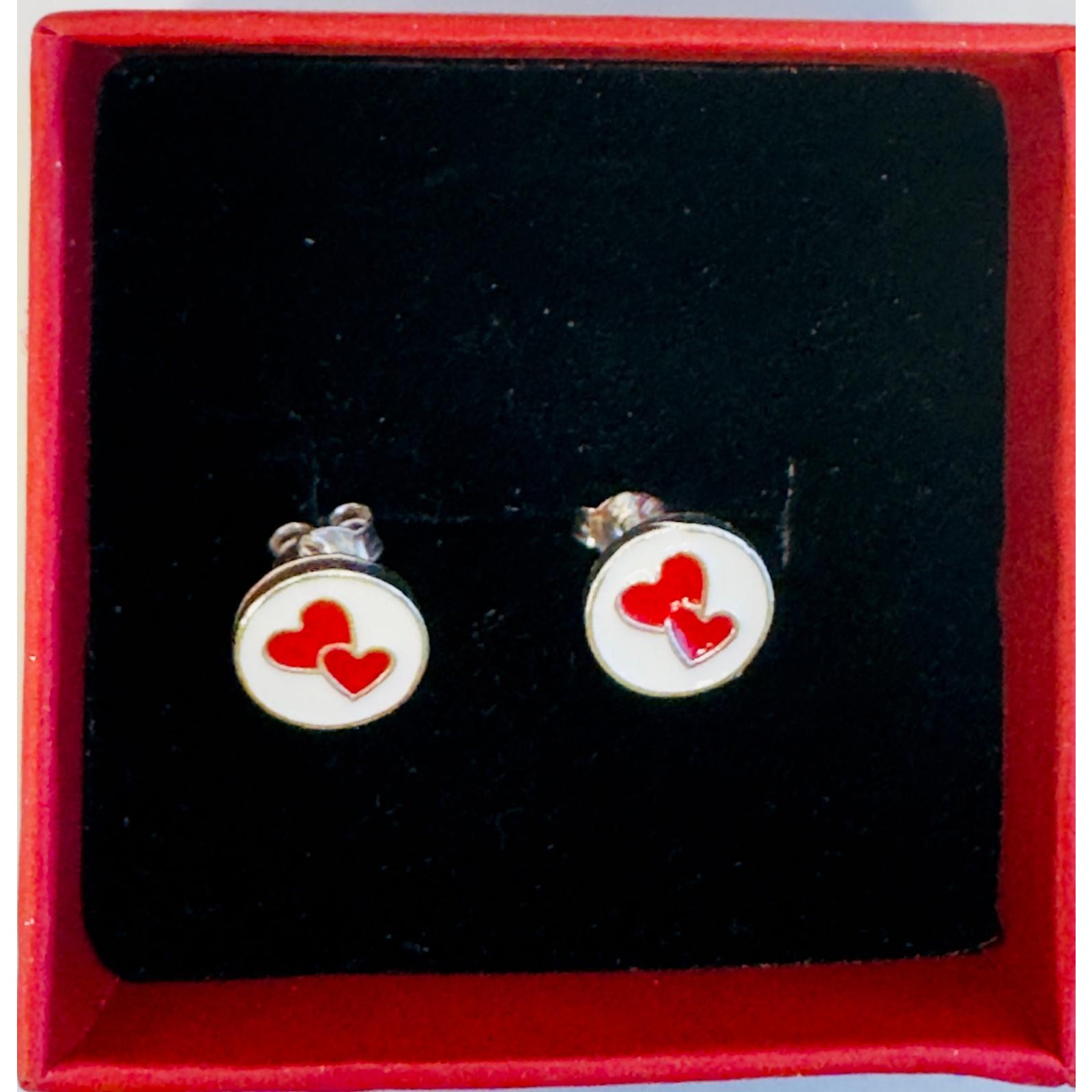 Cercei pentru Copii din Argint 925 cu Email Colorat, model Inimioare, Jolie Silver