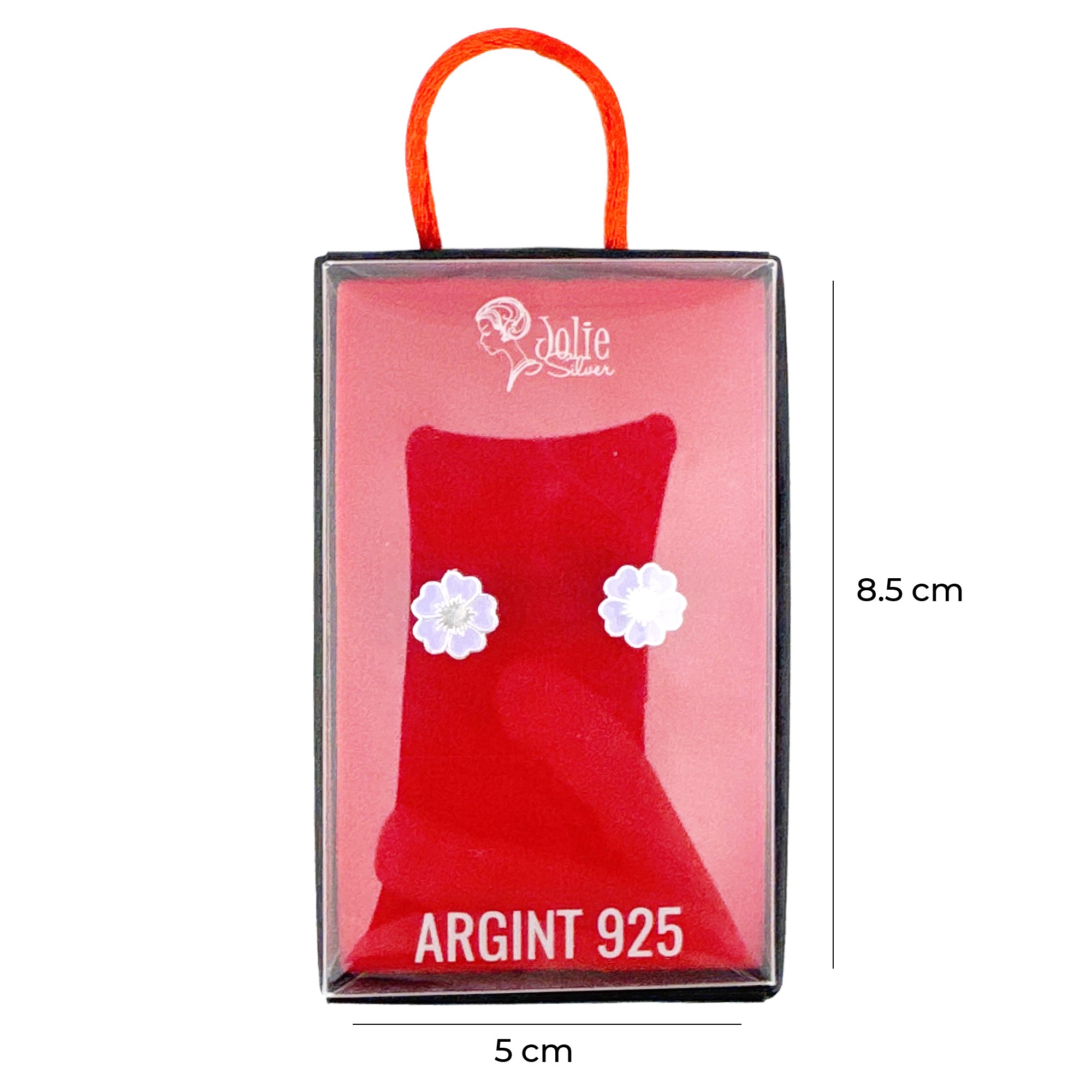 Cercei pentru Copii Argint 925, Jolie, Model Floricele, cu Email Colorat, 1.26 g, Argintiu