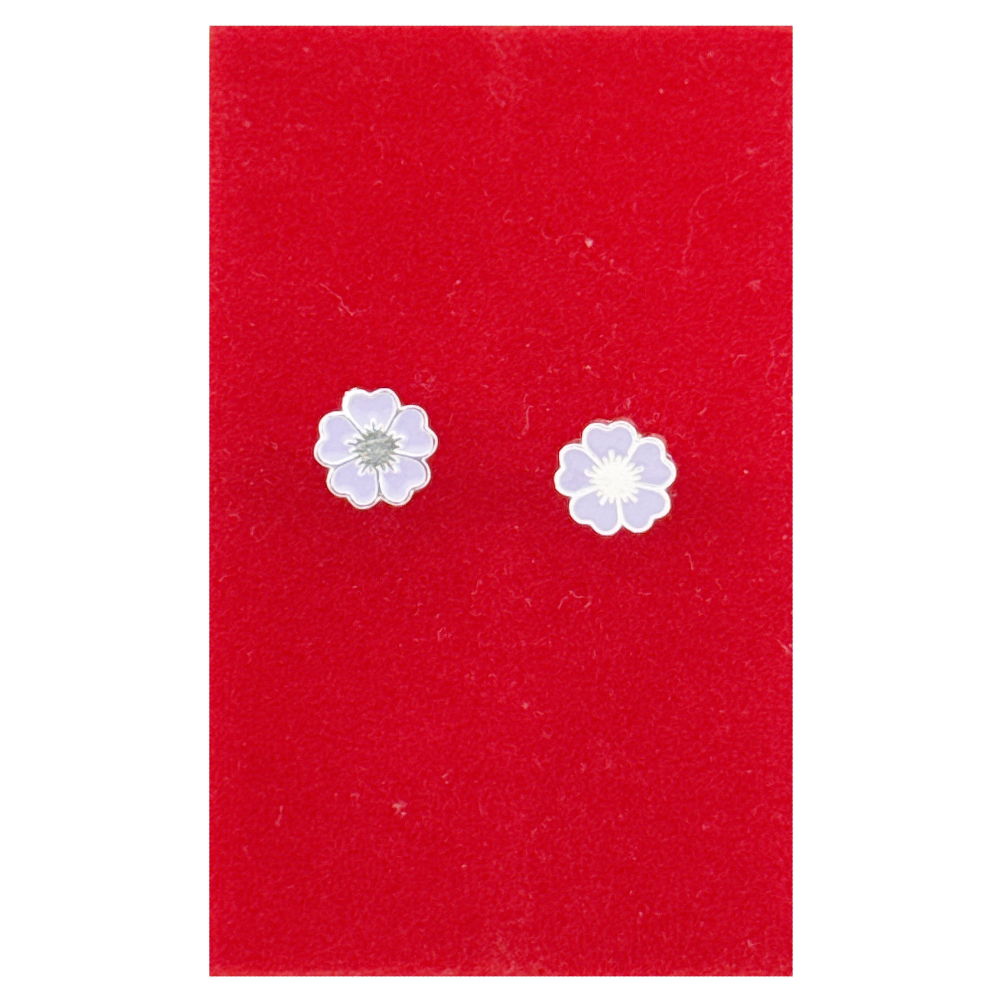 Cercei pentru Copii Argint 925, Jolie, Model Floricele, cu Email Colorat, 1.26 g, Argintiu