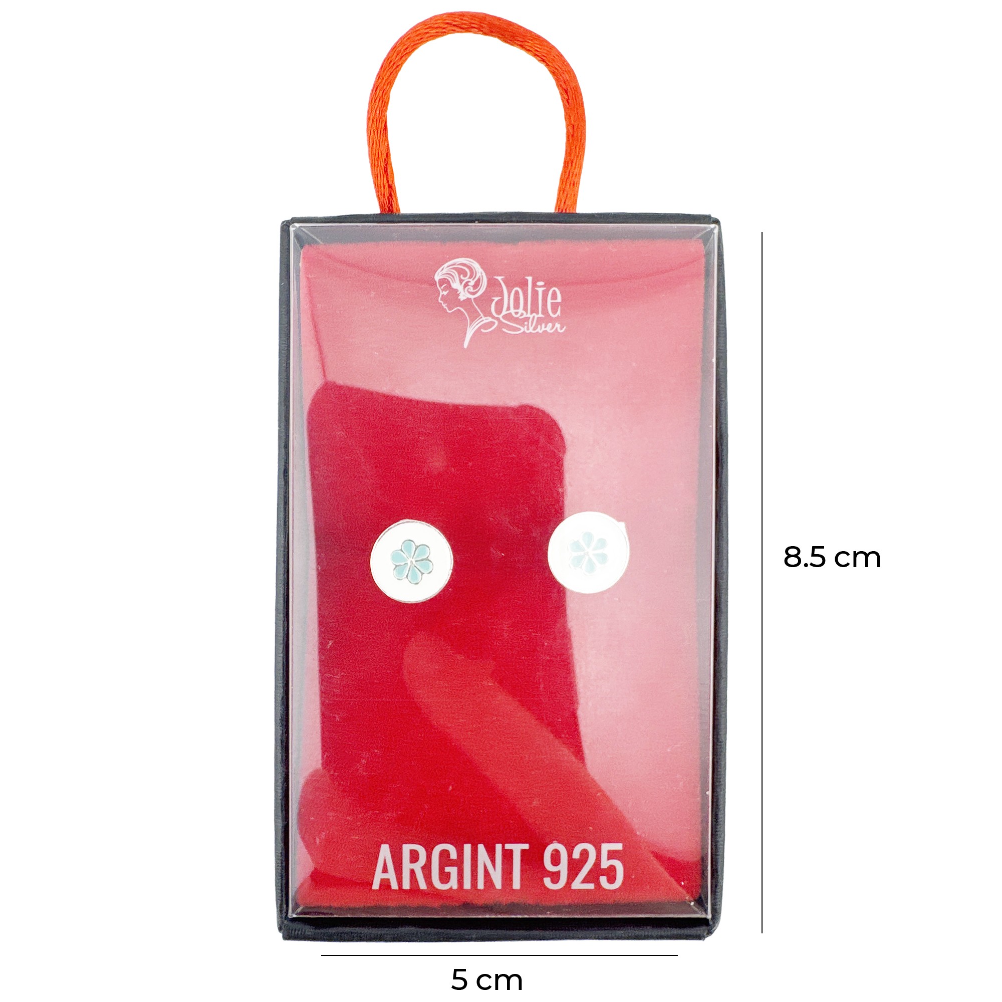 Cercei pentru Copii Argint 925, Jolie, Model Floare Margareta, cu Email Colorat, 1.37 g, Argintiu