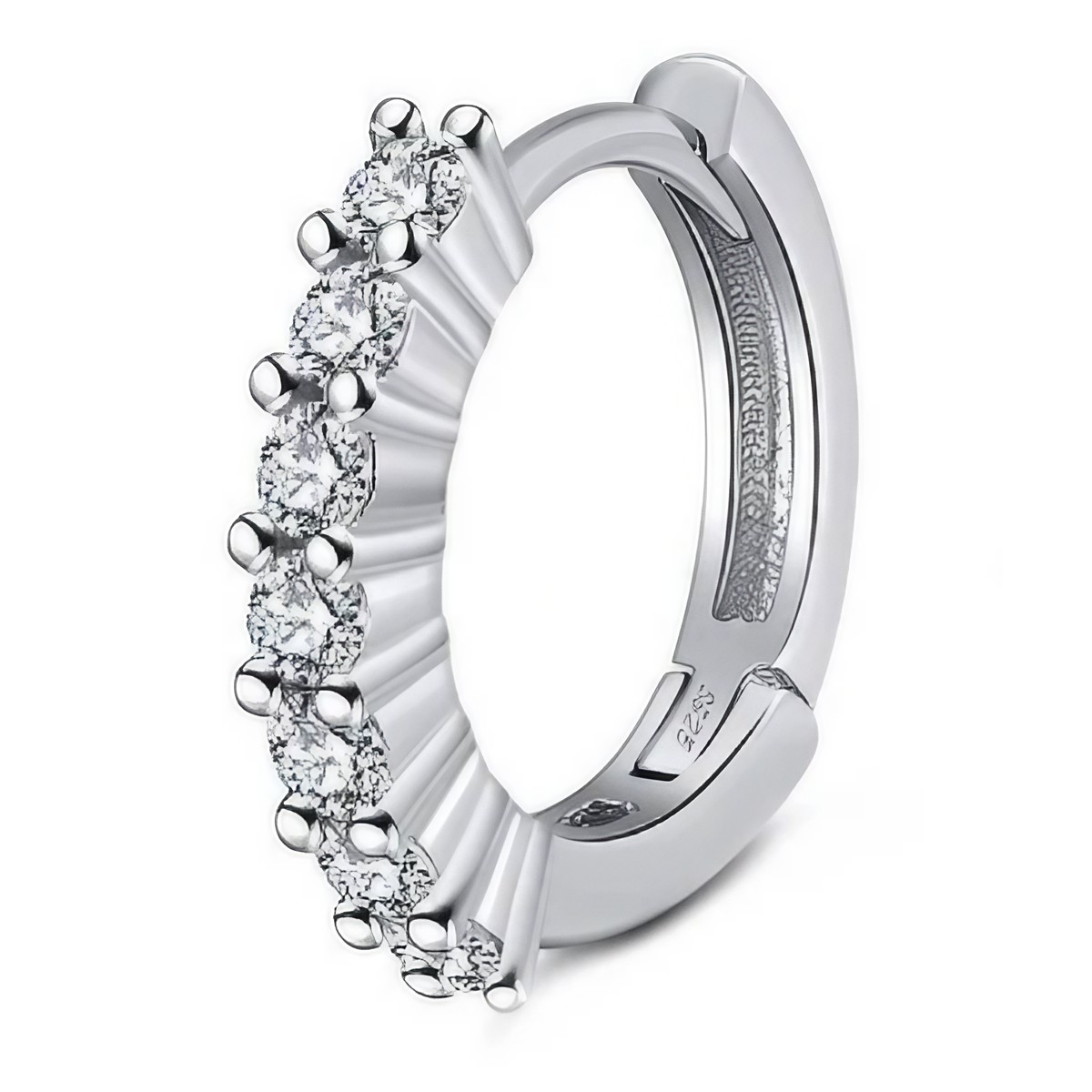 Cercei din Argint 925, Cerc cu Pietre in Relief, Jolie Silver 2