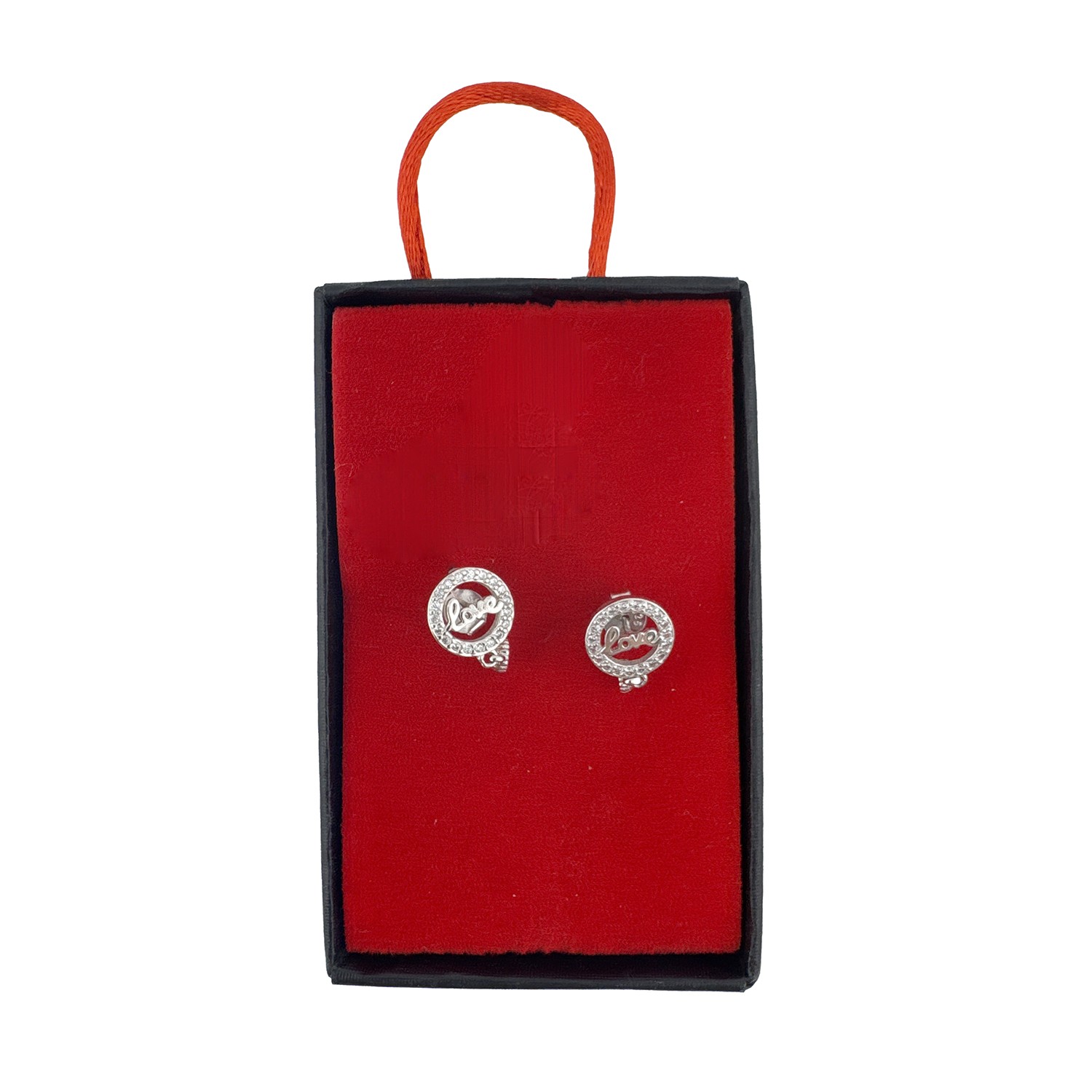 Cercei din Argint 925, Jolie Silver, pentru Dama, Model Love in Cerc cu Cristale, 1.74 g, Design Minimalist Elegant, Argintiu